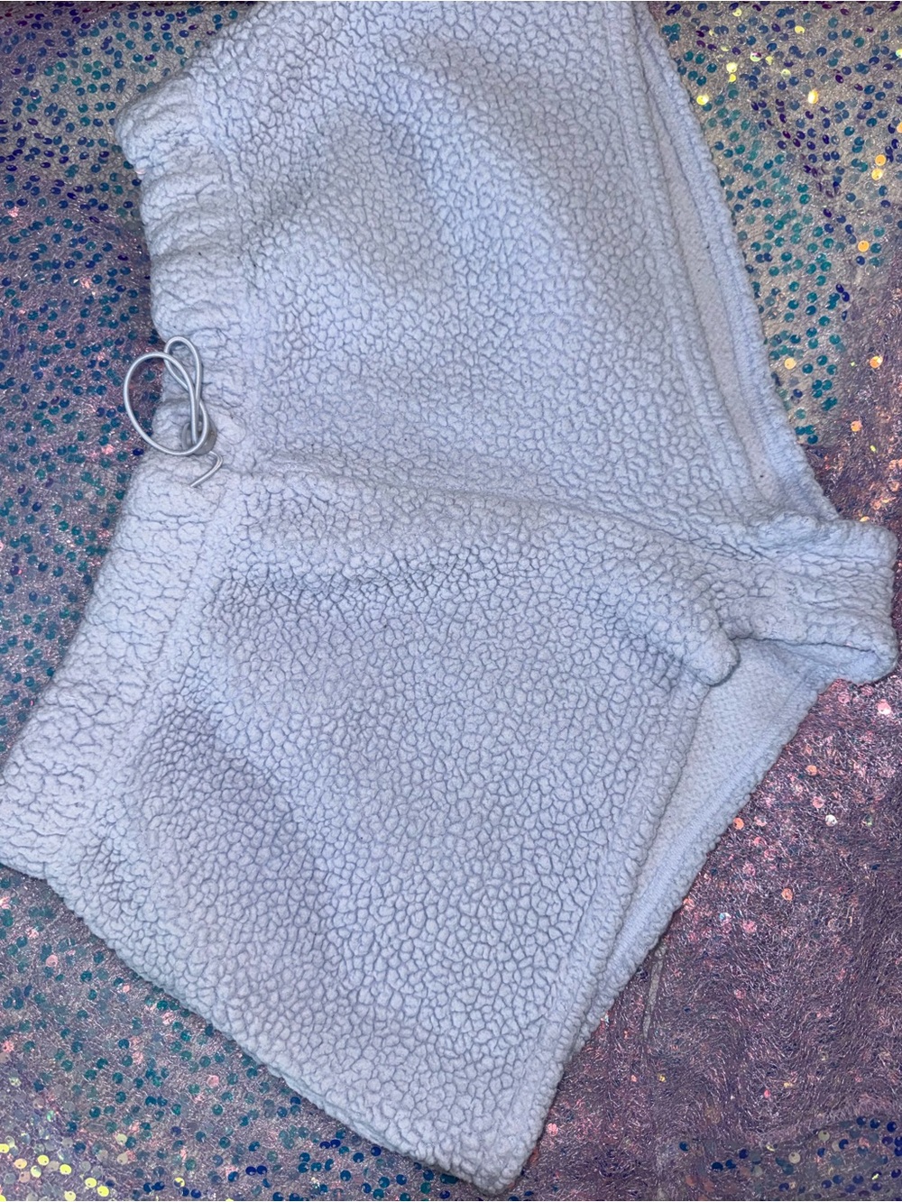 2495-Cozy Women's Sherpa Lounge Shorts - Light Gray